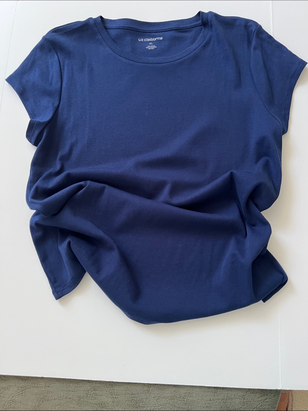 Liz Claiborne Navy Short Sleeve Crewneck Tee